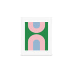 Bold Minimal Double Arch Pattern in Green, Pink, and Pastel Blue Art Print Gallery Image 1