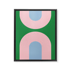 Bold Minimal Double Arch Pattern in Green, Pink, and Pastel Blue Framed Canvas Print Gallery Image 8