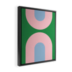 Bold Minimal Double Arch Pattern in Green, Pink, and Pastel Blue Framed Canvas Print Gallery Image 2