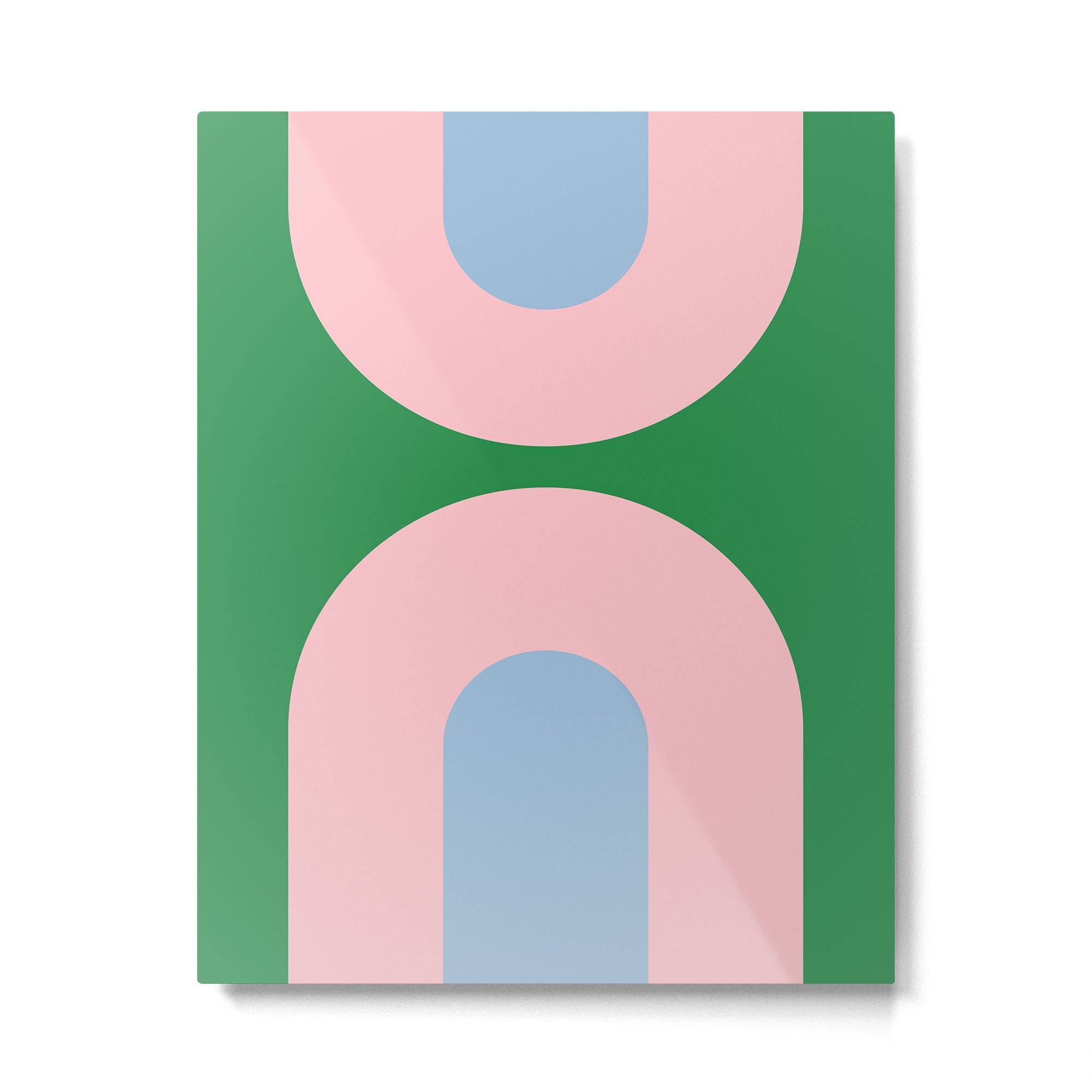 Bold Minimal Double Arch Pattern in Green, Pink, and Pastel Blue Metal Print Gallery Image 6