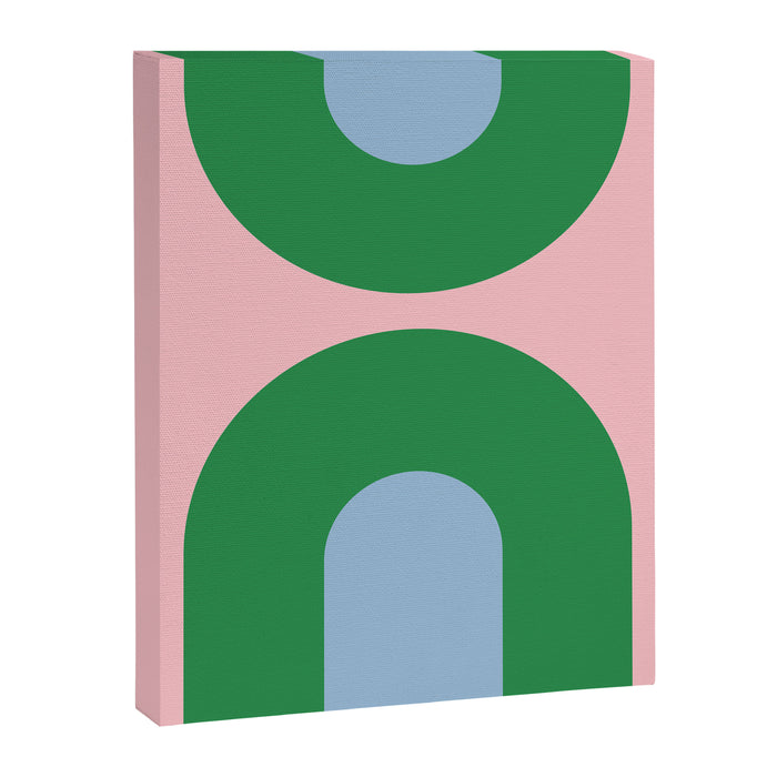 Bold Minimal Double Arch Pattern in Pink, Green, and Pastel Blue Canvas Print Gallery Image 1