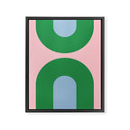 Bold Minimal Double Arch Pattern in Pink, Green, and Pastel Blue Framed Canvas Print Gallery Image 8