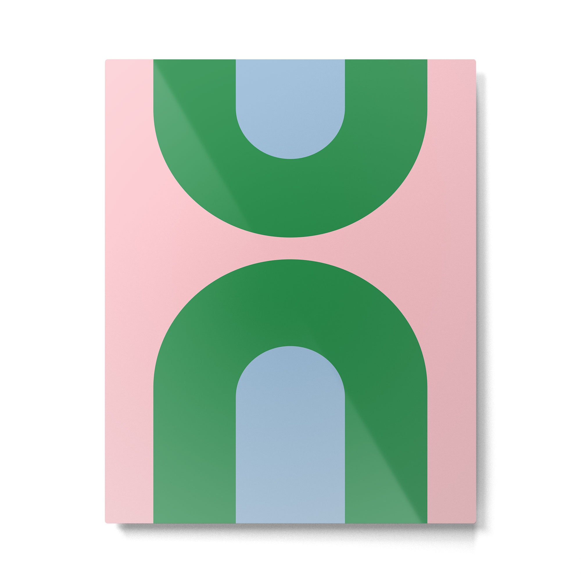 Bold Minimal Double Arch Pattern in Pink, Green, and Pastel Blue Metal Print Gallery Image 6