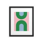 Bold Minimal Double Arch Pattern in Pink, Green, and Pastel Blue Framed Art Print Gallery Image 6