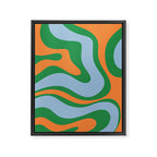 Bold Modern Retro Liquid Swirl Abstract Pattern Green Orange Baby Blue Framed Canvas Print Gallery Image 8