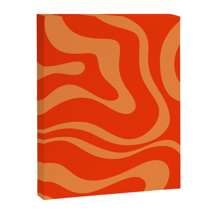 Bold Orange Modern Retro Liquid Swirl Abstract Pattern Canvas Print Gallery Image 1