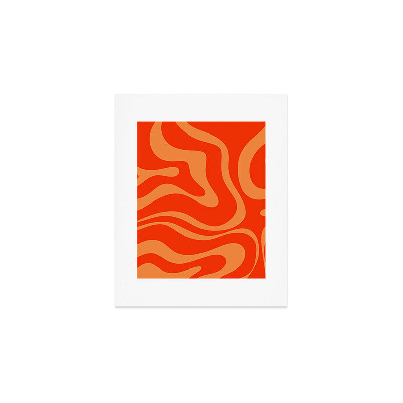 Bold Orange Modern Retro Liquid Swirl Abstract Pattern Art Print Gallery Image 1