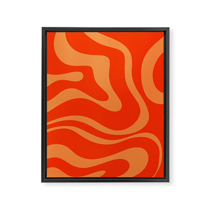 Bold Orange Modern Retro Liquid Swirl Abstract Pattern Framed Canvas Print Gallery Image 1