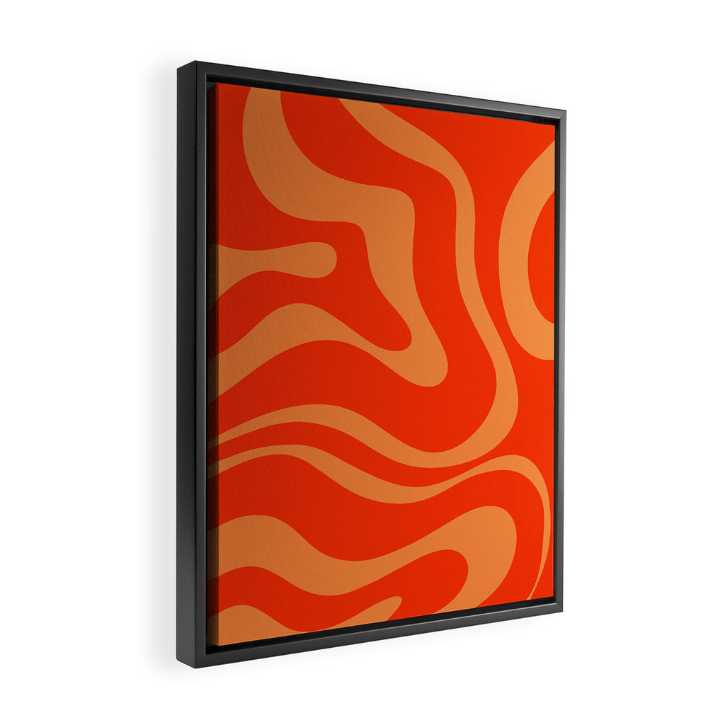 Bold Orange Modern Retro Liquid Swirl Abstract Pattern Framed Canvas Print Gallery Image 2