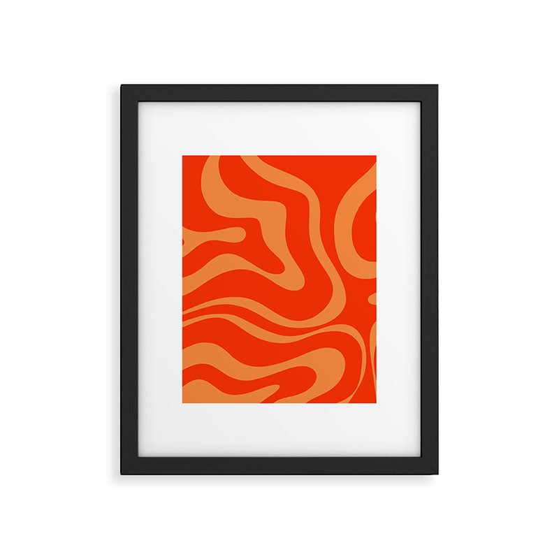 Bold Orange Modern Retro Liquid Swirl Abstract Pattern Framed Art Print Gallery Image 6