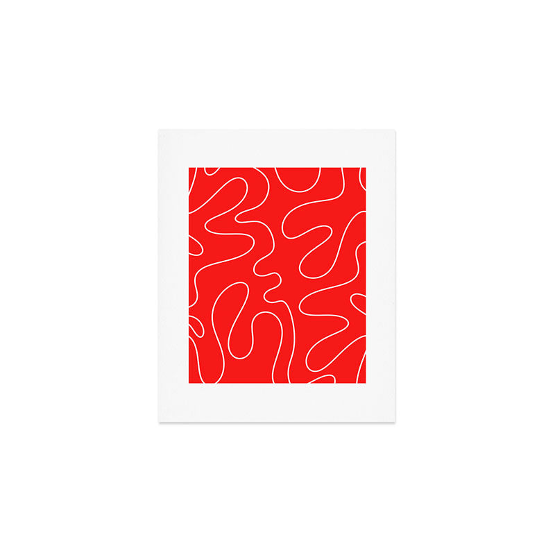 Bold Red Squiggle Abstract Pattern Art Print Gallery Image 1