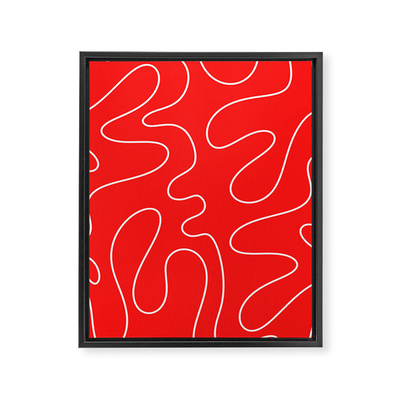 Bold Red Squiggle Abstract Pattern Framed Canvas Print Gallery Image 8