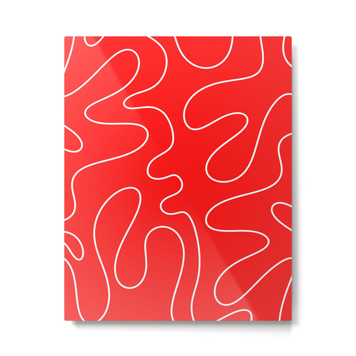 Bold Red Squiggle Abstract Pattern Metal Print Gallery Image 1
