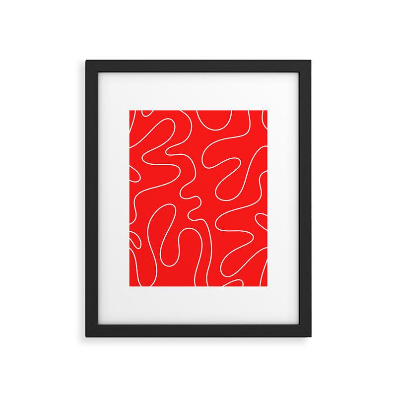 Bold Red Squiggle Abstract Pattern Framed Art Print Gallery Image 6