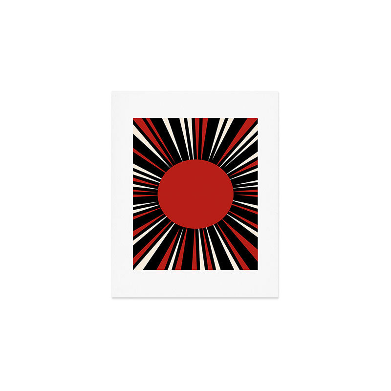 Bold Retro Sun Red Black Cream Art Print Gallery Image 1
