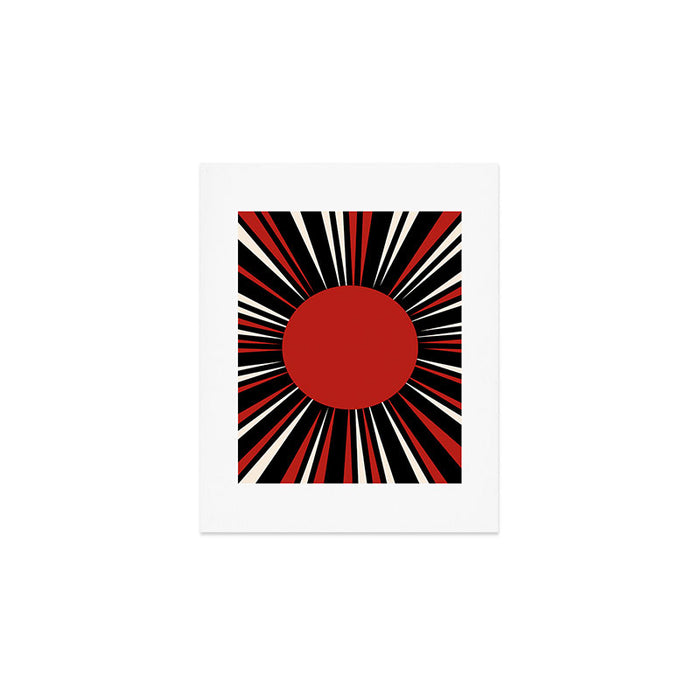 Bold Retro Sun Red Black Cream Art Print Gallery Image 1