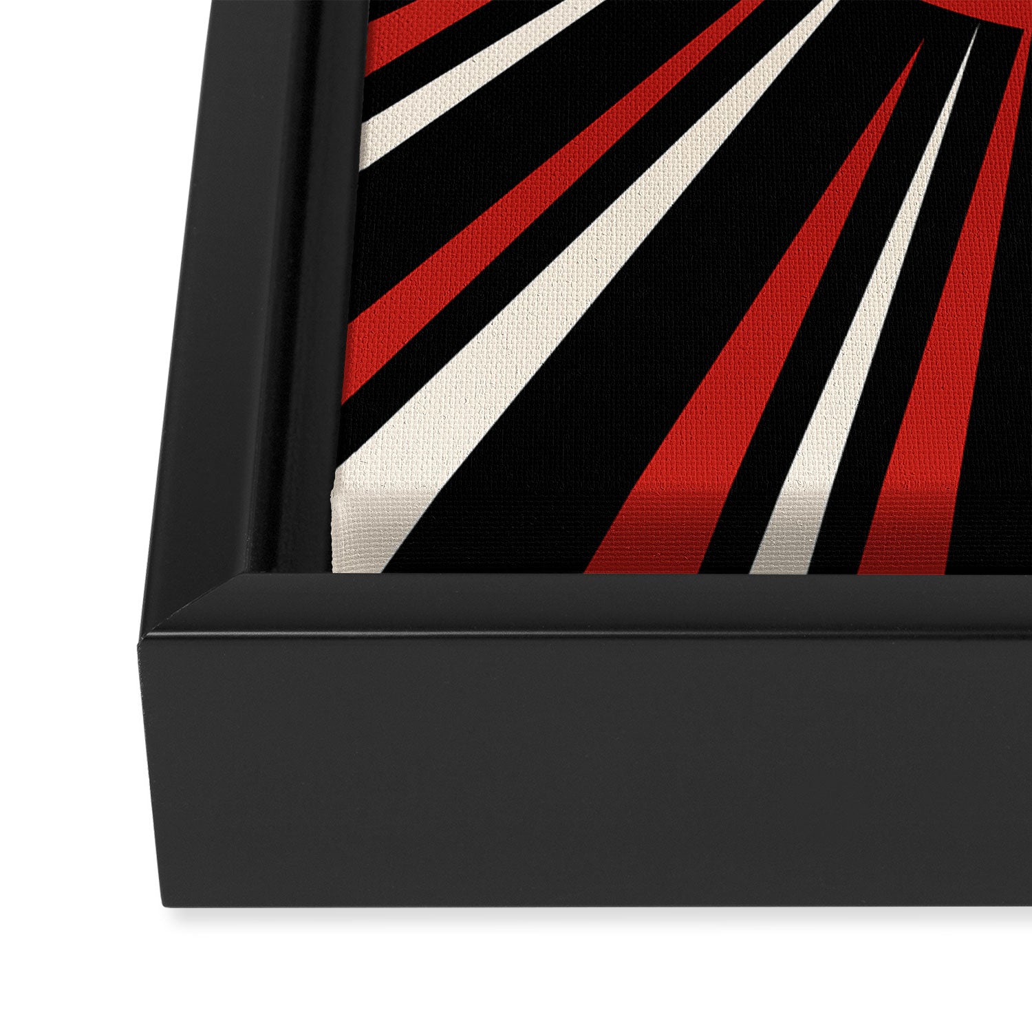 Bold Retro Sun Red Black Cream Framed Canvas Print Gallery Image 3