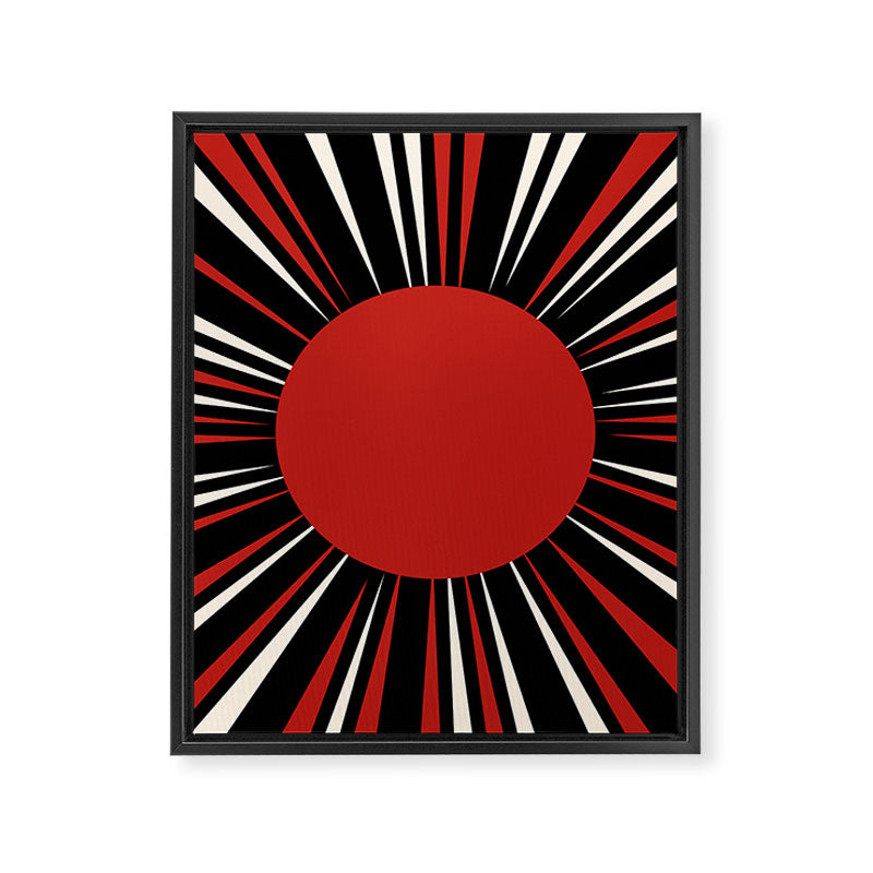 Bold Retro Sun Red Black Cream Framed Canvas Print Gallery Image 8