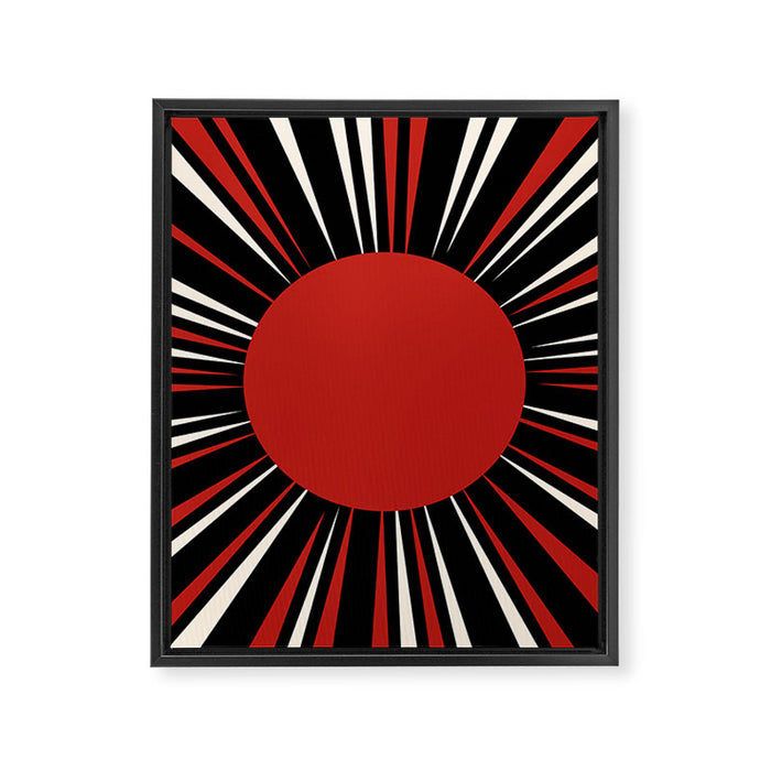Bold Retro Sun Red Black Cream Framed Canvas Print Gallery Image 1