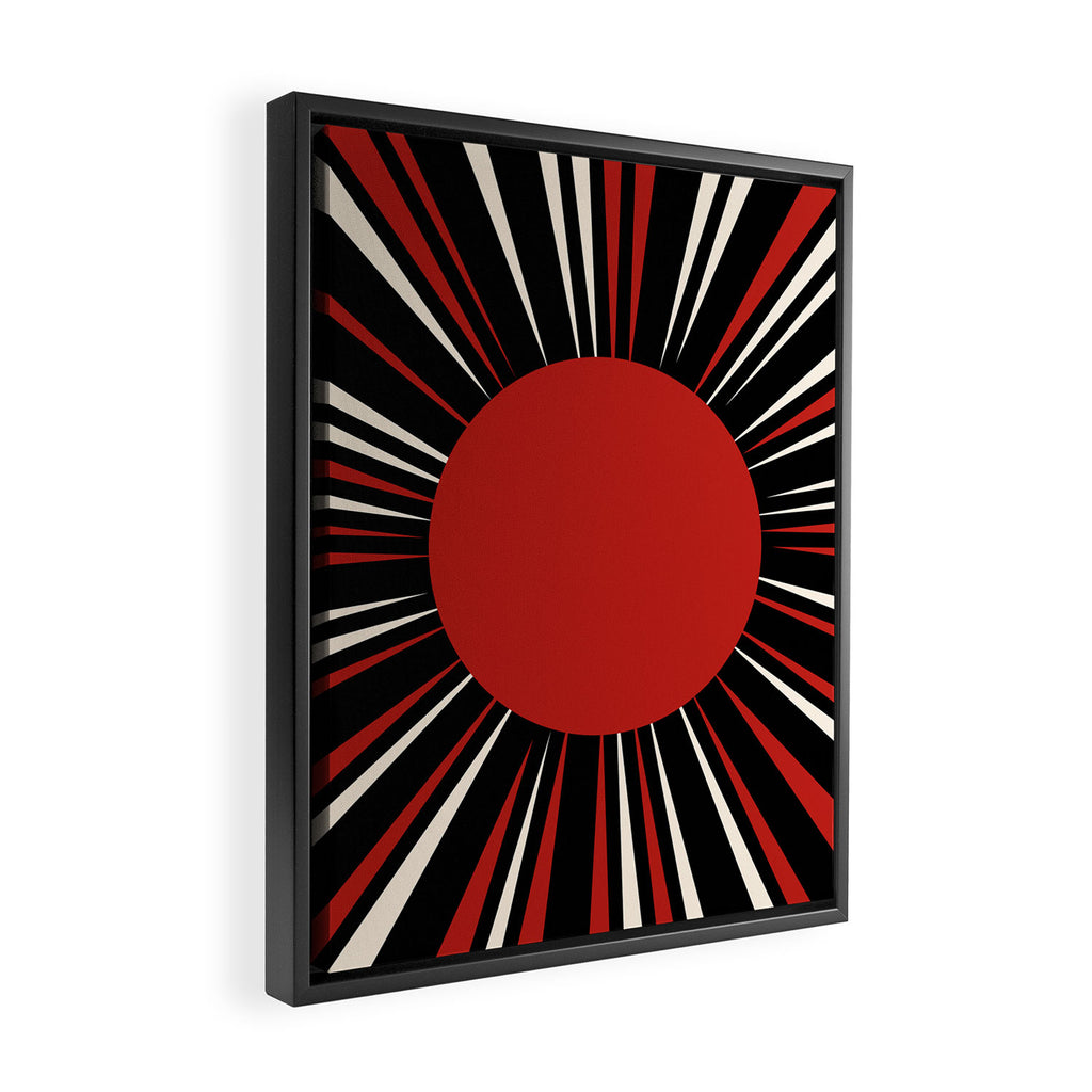 Bold Retro Sun Red Black Cream Framed Canvas Print Gallery Image 2