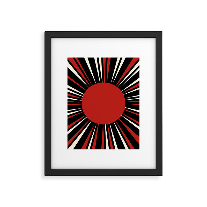 Bold Retro Sun Red Black Cream Framed Art Print Gallery Image 6