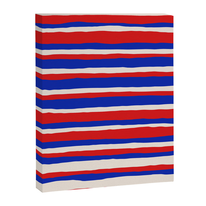 Bold Serrate Stripe Pattern Blue Red Cream Canvas Print Gallery Image 1