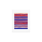 Bold Serrate Stripe Pattern Blue Red Cream Art Print Gallery Image 1