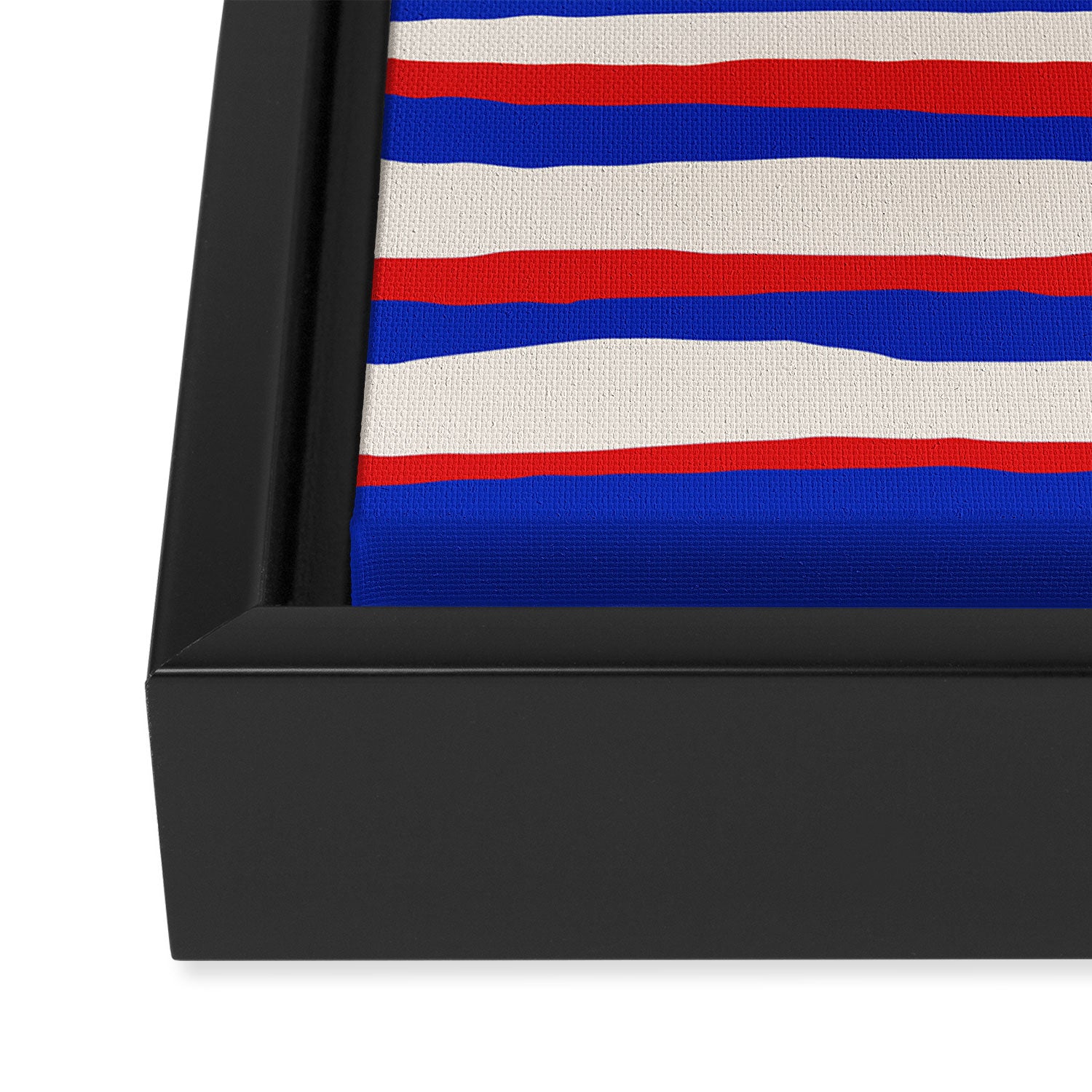 Bold Serrate Stripe Pattern Blue Red Cream Framed Canvas Print Gallery Image 3