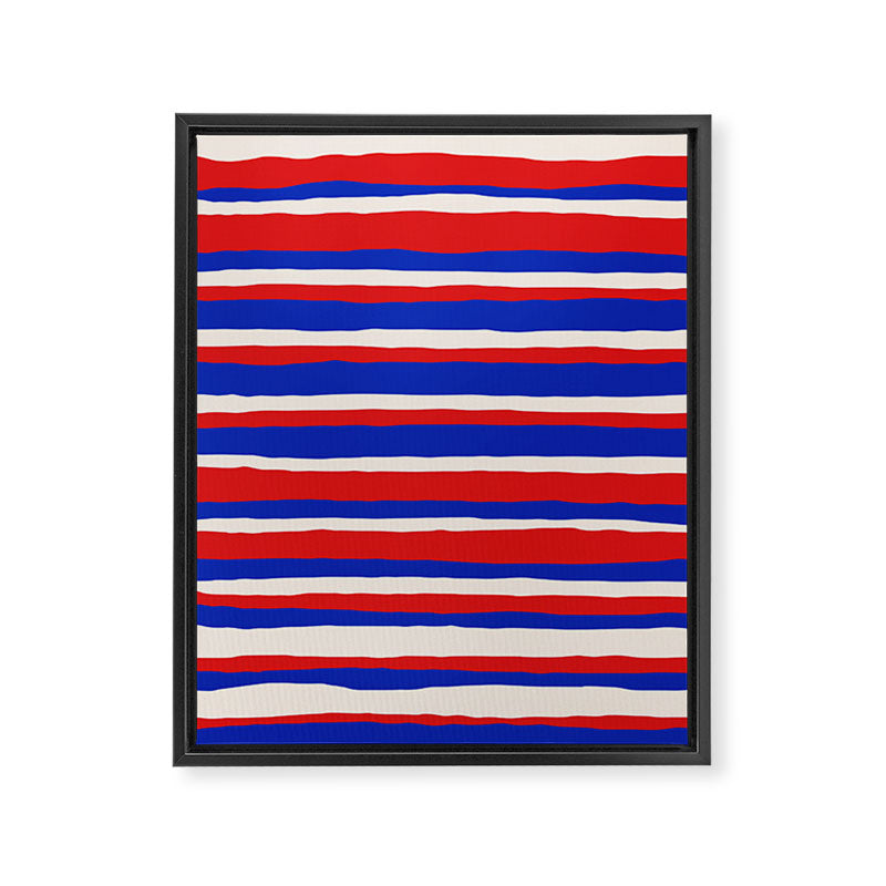Bold Serrate Stripe Pattern Blue Red Cream Framed Canvas Print Gallery Image 6