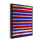 Bold Serrate Stripe Pattern Blue Red Cream Framed Canvas Print Gallery Image 2