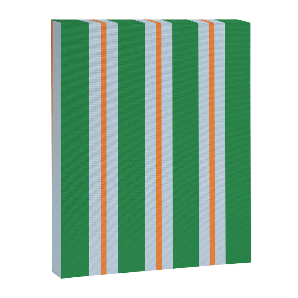 Bold Stripe Pattern in Green, Baby Blue, and Orange Canvas Print Gallery Image 8