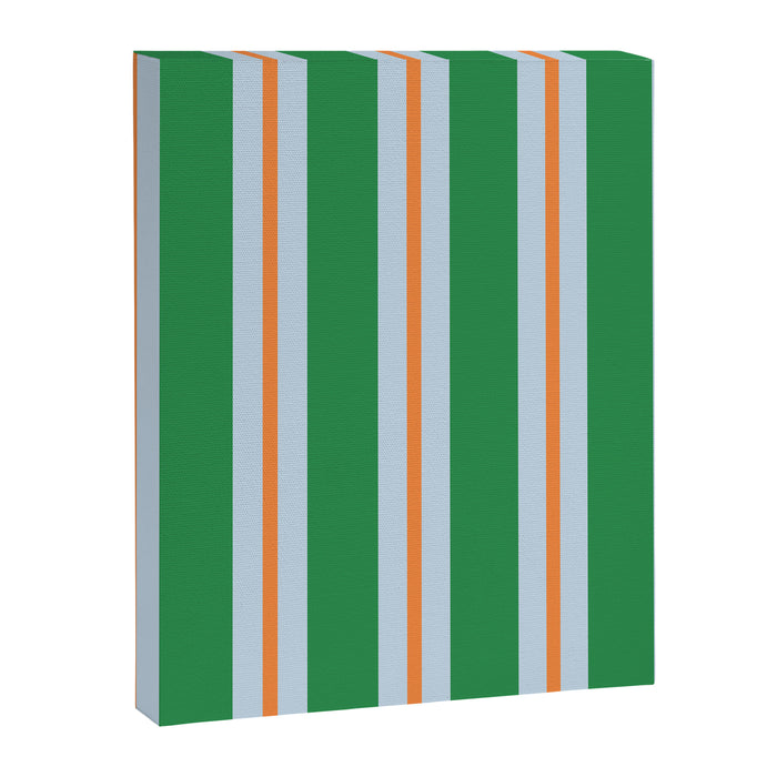 Bold Stripe Pattern in Green, Baby Blue, and Orange Canvas Print Gallery Image 1