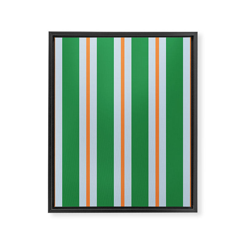 Bold Stripe Pattern in Green, Baby Blue, and Orange Framed Canvas Print Gallery Image 8