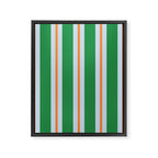 Bold Stripe Pattern in Green, Baby Blue, and Orange Framed Canvas Print Gallery Image 8