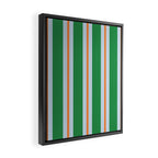 Bold Stripe Pattern in Green, Baby Blue, and Orange Framed Canvas Print Gallery Image 2