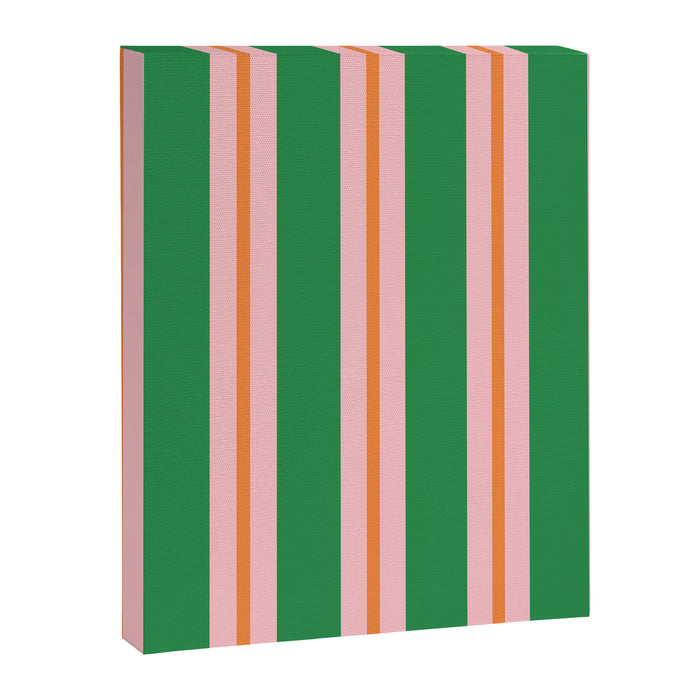 Bold Stripes Green Pink Orange Pattern Canvas Print Gallery Image 1