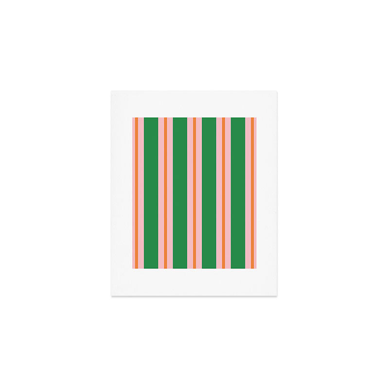 Bold Stripes Green Pink Orange Pattern Art Print Gallery Image 1