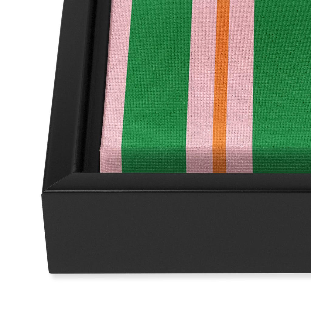 Bold Stripes Green Pink Orange Pattern Framed Canvas Print Gallery Image 3