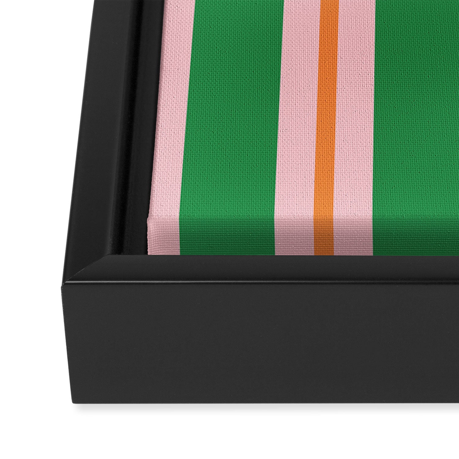 Bold Stripes Green Pink Orange Pattern Framed Canvas Print Gallery Image 3