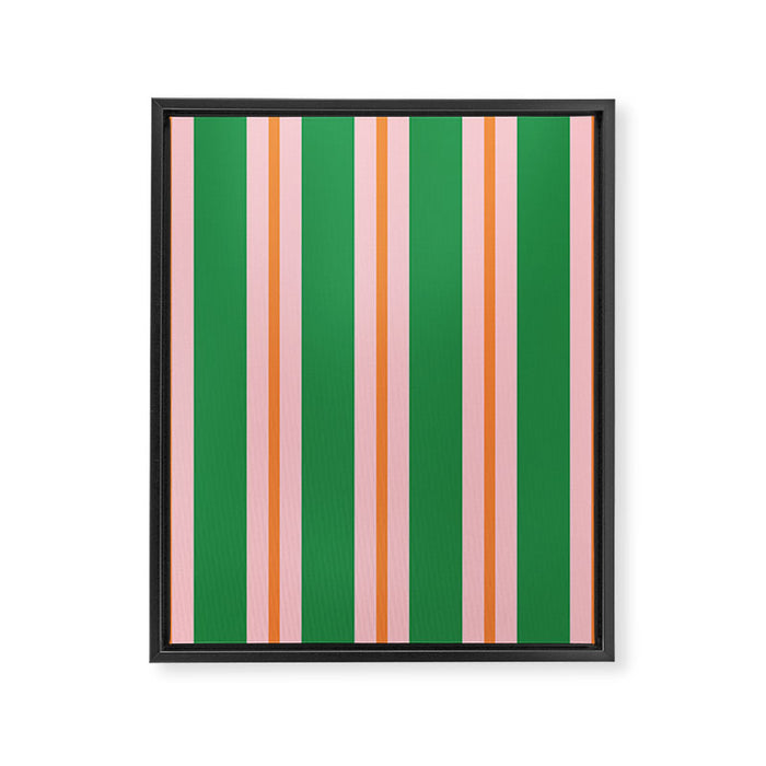 Bold Stripes Green Pink Orange Pattern Framed Canvas Print Gallery Image 1