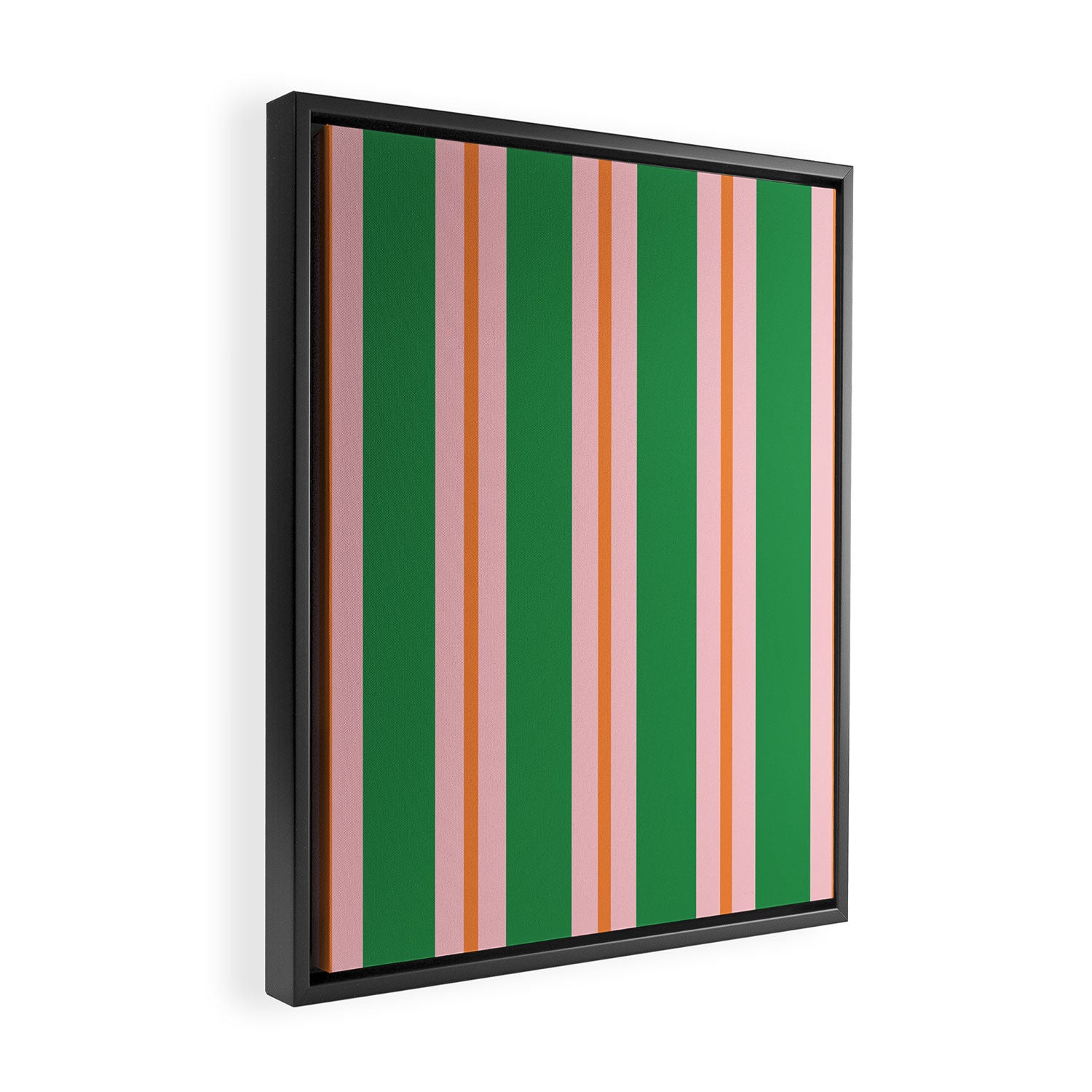 Bold Stripes Green Pink Orange Pattern Framed Canvas Print Gallery Image 2