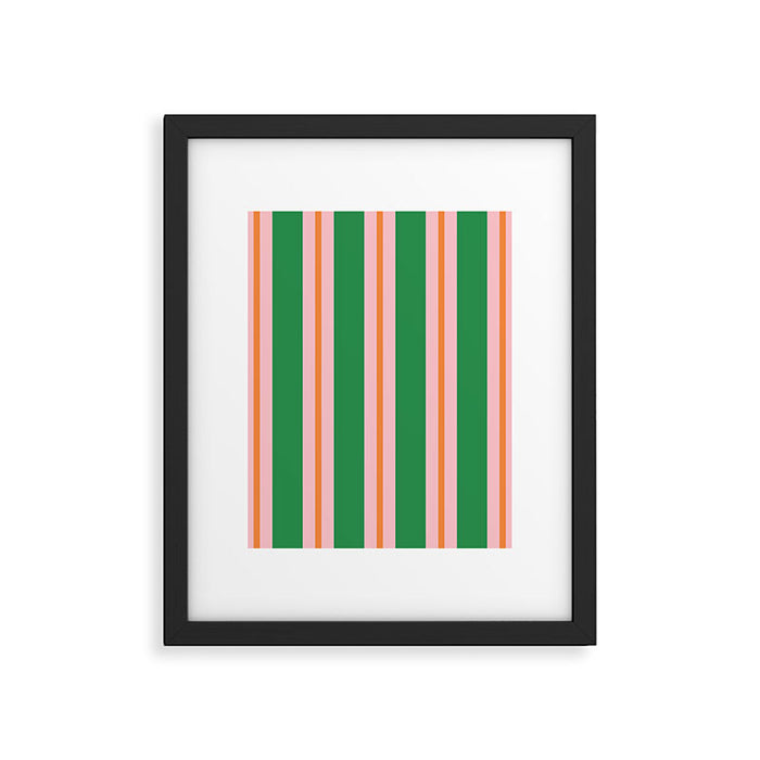 Bold Stripes Green Pink Orange Pattern Framed Art Print Gallery Image 1