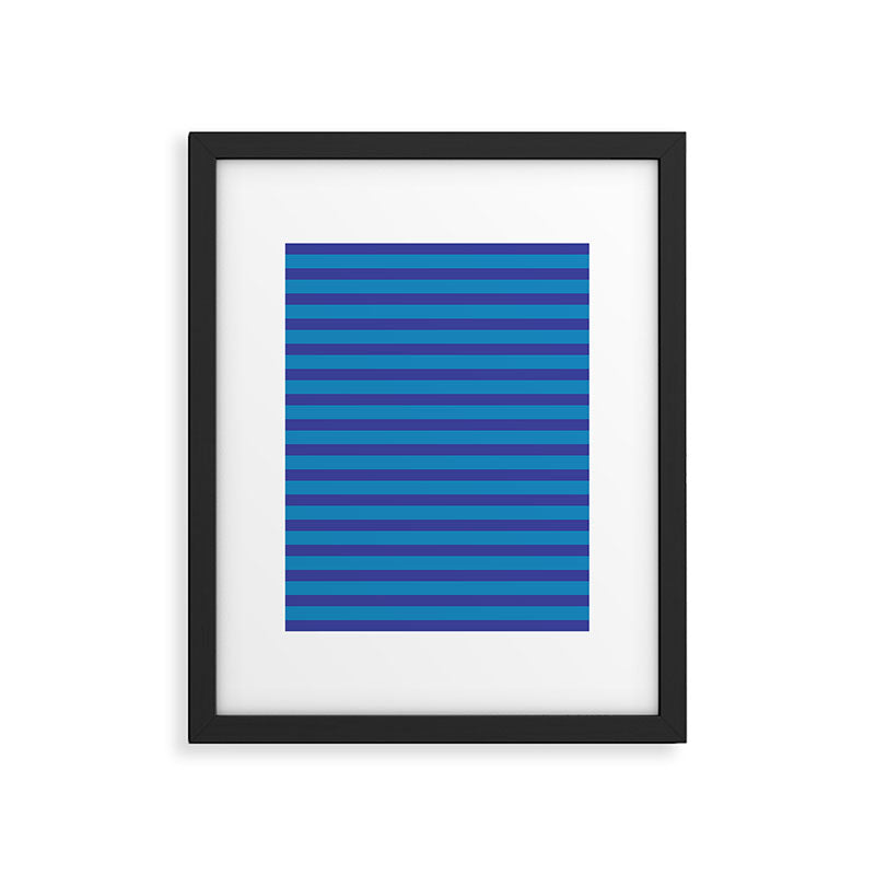 Bold Stripes in Double Blue Framed Art Print Gallery Image 6