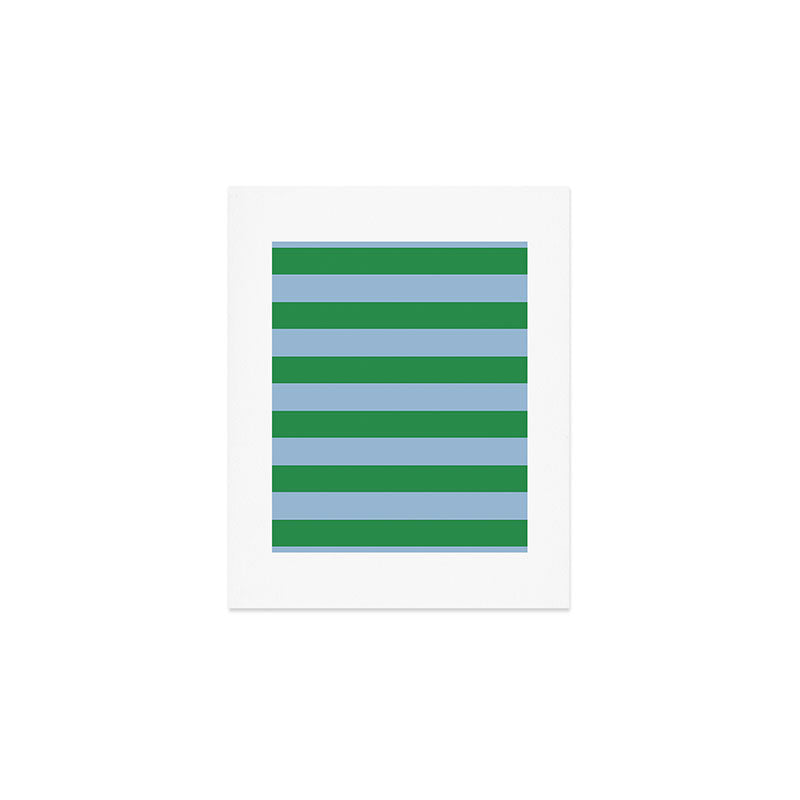 Bold Stripes in Green and Light Blue Art Print Gallery Image 1