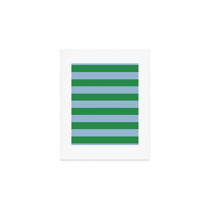 Bold Stripes in Green and Light Blue Art Print Gallery Image 1
