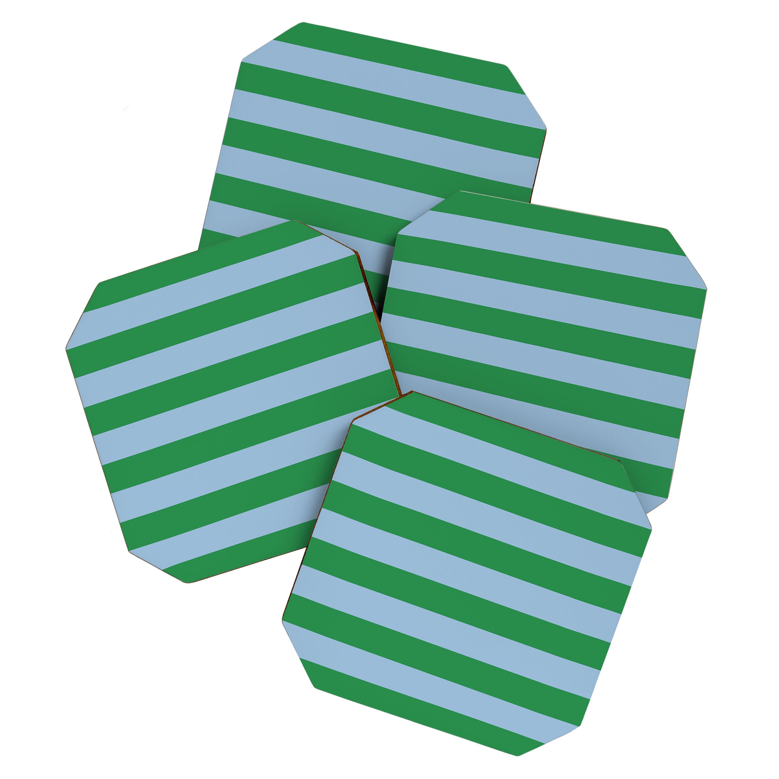 Bold Stripes in Green and Light Blue Coaster Gallery Image 1