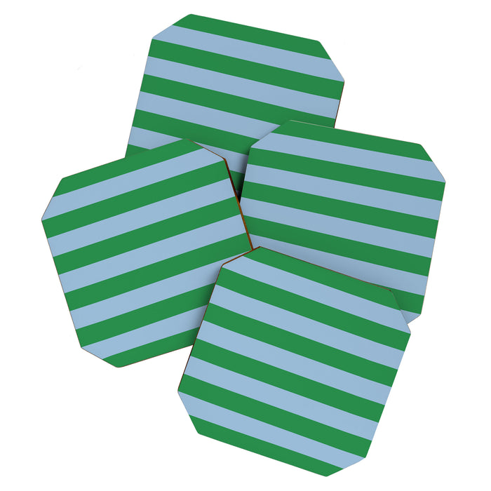 Bold Stripes in Green and Light Blue Coaster Gallery Image 1
