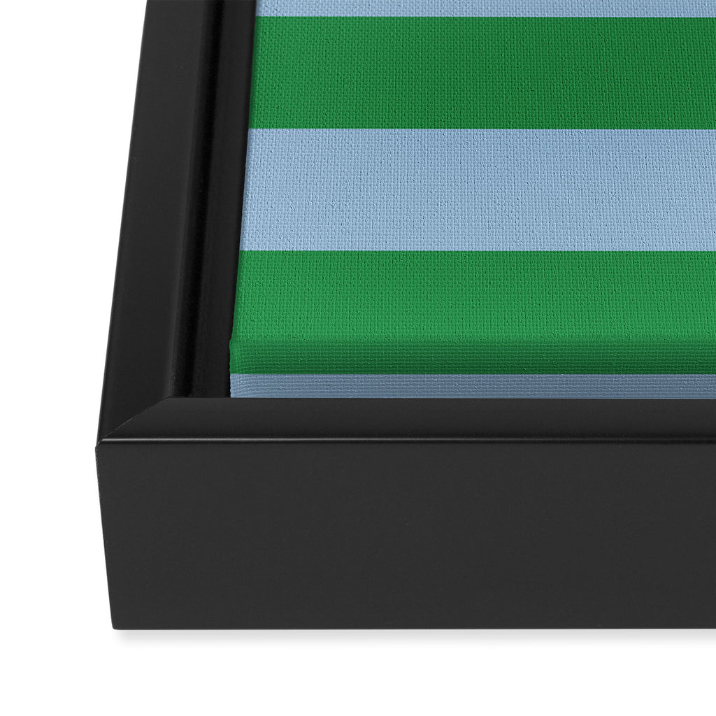 Bold Stripes in Green and Light Blue Framed Canvas Print Gallery Image 3