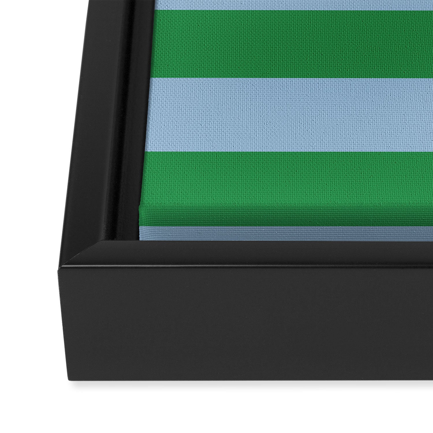 Bold Stripes in Green and Light Blue Framed Canvas Print Gallery Image 3