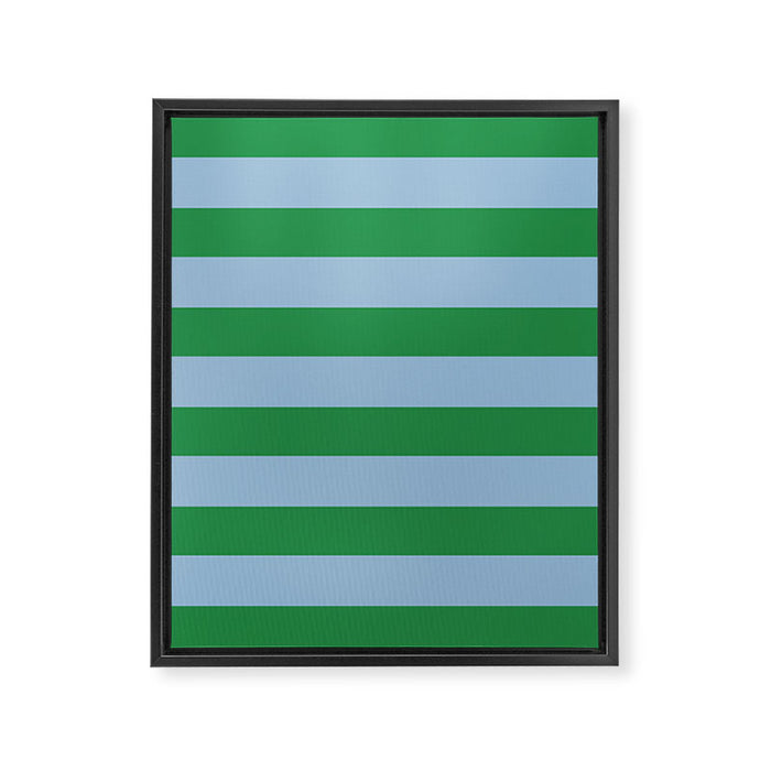 Bold Stripes in Green and Light Blue Framed Canvas Print Gallery Image 1